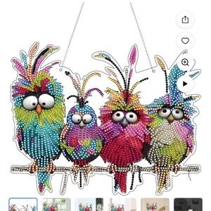 NWT Colorful Birds Hanging Diamond Art Kits Set of 2